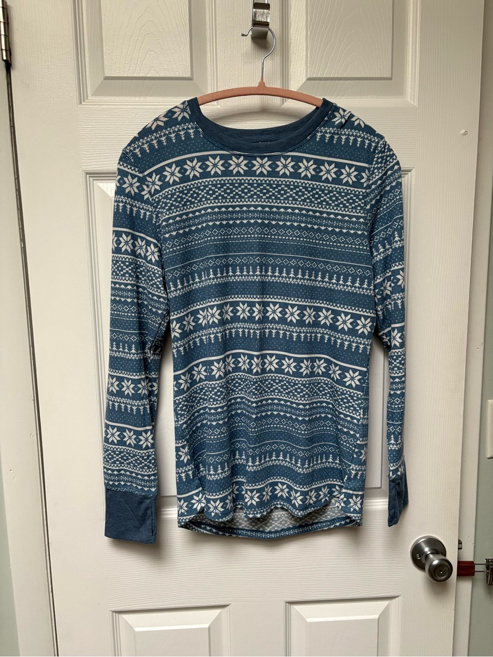 Women’s Blue Fair Isle Long-Sleeve Thermal